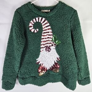 Chance or Fate Christmas Fleece Sherpa Sweater Pullover Size S Holiday Winter